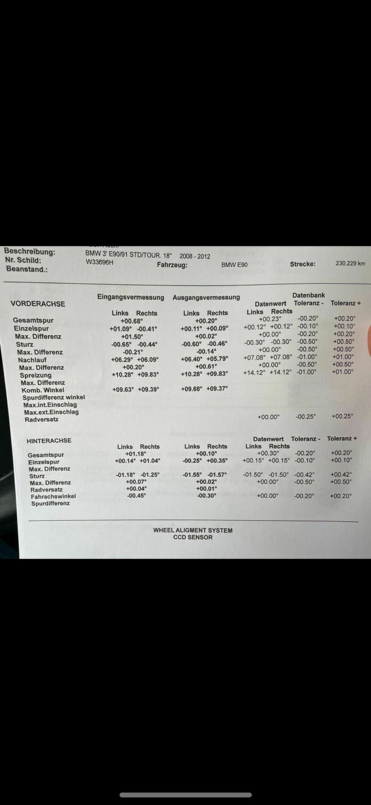 Achsprotokoll - Fahrzeug läuft jeder Spurrille nach
