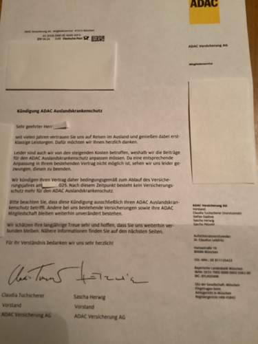 ADAC-Auslandskrankenschutz-Kündigung