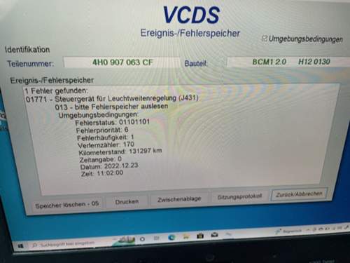 Fehler 09 ausgelesen