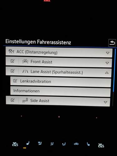 Lane Assist Menü