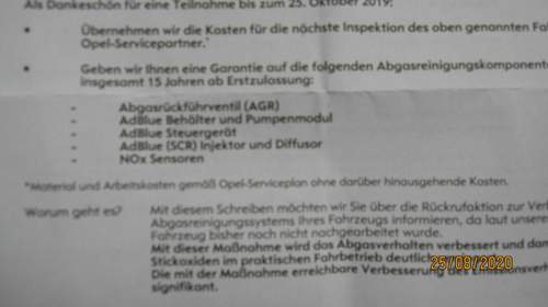 Schreiben von Opel