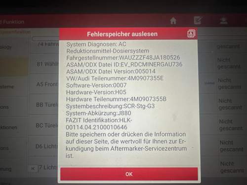 Diagnose AdBlue Steuergerät