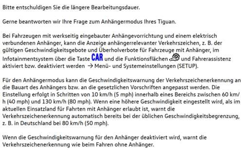 Tiguan Geschwindigkeitswarnungen