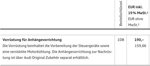 Vorrüstung für Anhängervorrichtung