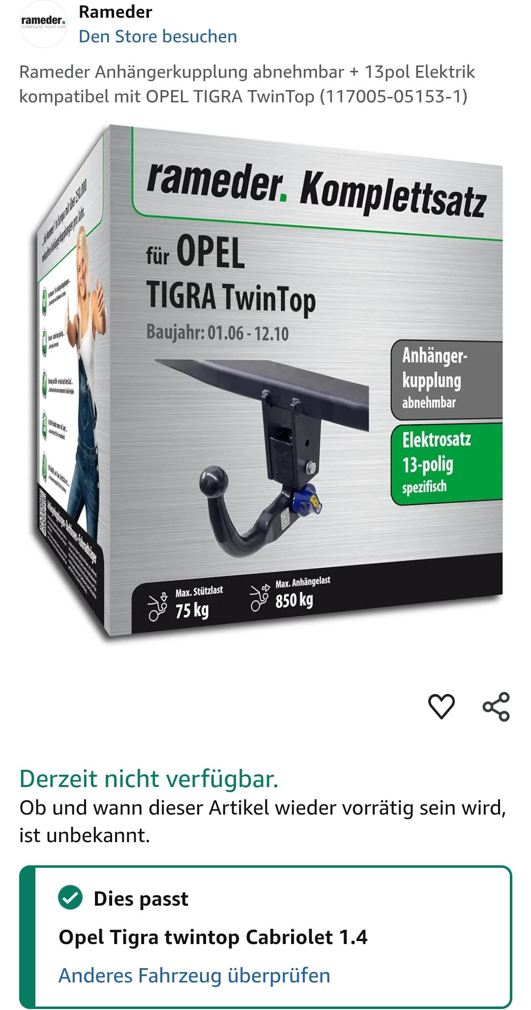 AHK für Tigra Twintop resp. B BJ 2006 1.8