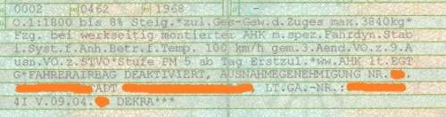 Zulassung anonymisiert