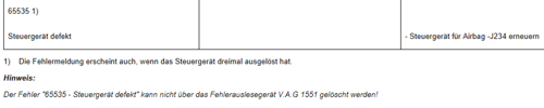 Airbagsteuergerät defekt.
