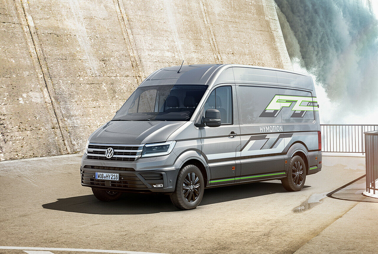 Das Brennstoffzellen-Fahrzeug VW Crafter HyMotion ist für längere Distanzen gedacht. Doch noch gibt es zu wenige Wasserstoff-Tankstellen