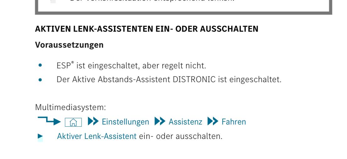 Aktiven Lenkassistent aktivieren