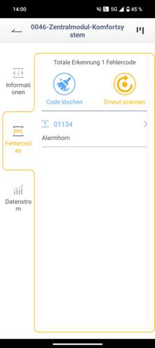 Fehlerspeicher Alarmhorn