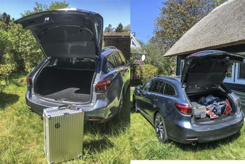 Der schluckt was weg: Andere Kombis bieten mehr Innenraumhöhe, aber in den Mazda 6 Kombi passt alles hinein, was Christin und ihre Freundinnen mitnehmen wollen