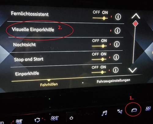 DS7-Menü Fahrhilfen