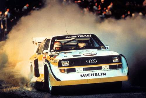 Walther Röhrl siegt mit dem Audi Sport Quattro S1 bei der Rallye Sanremo (1985)