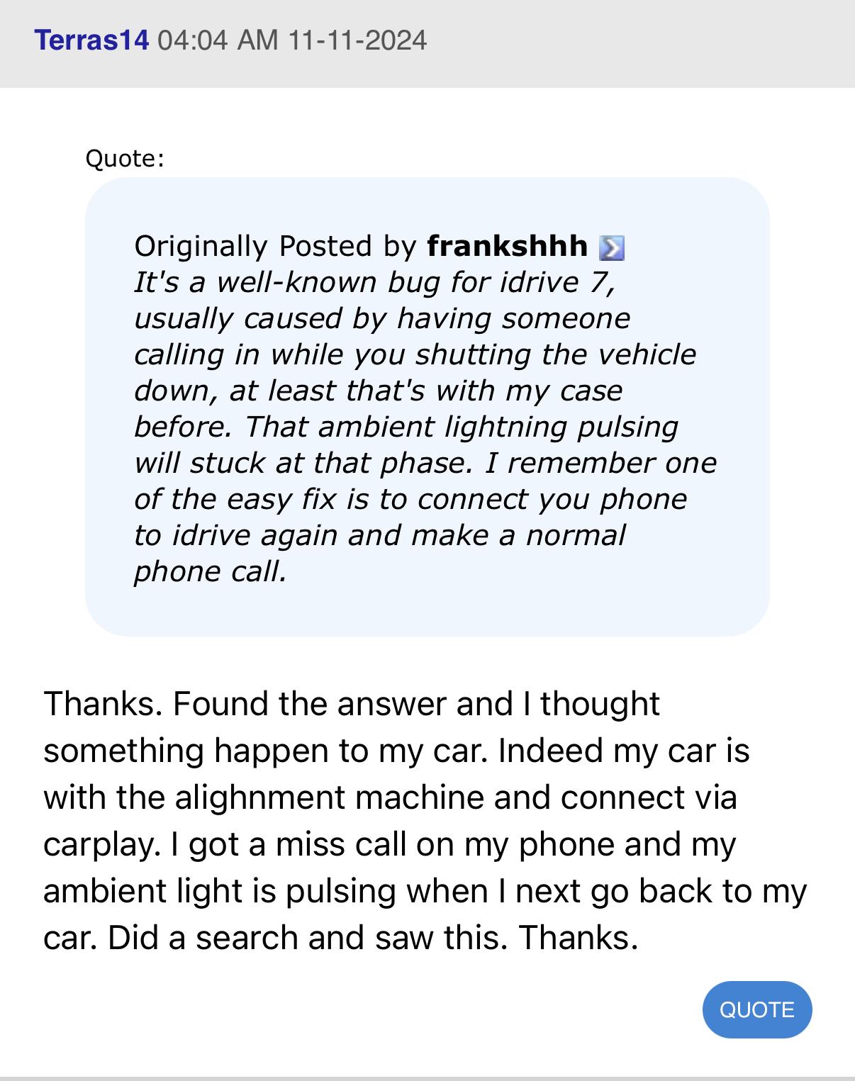 Ambientebeleuchtung in der Mitte blinkt plötzlich.! Bug?