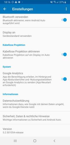 Screenshot Einstellungen