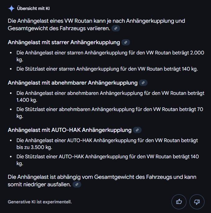 Routan Anhängelast