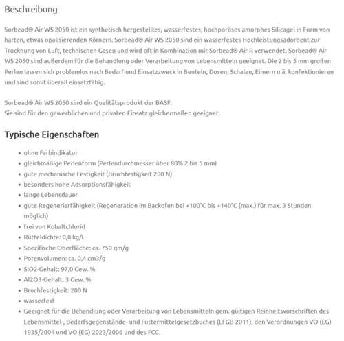 Beschreibung SteinerChemie Sorbead Air W