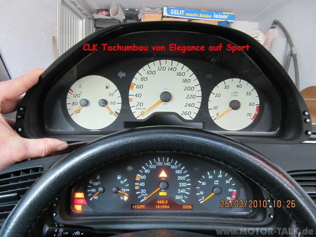 Anleitung (Bilder) vom Umbau Kombiinstrument CLK Elegance auf Sport