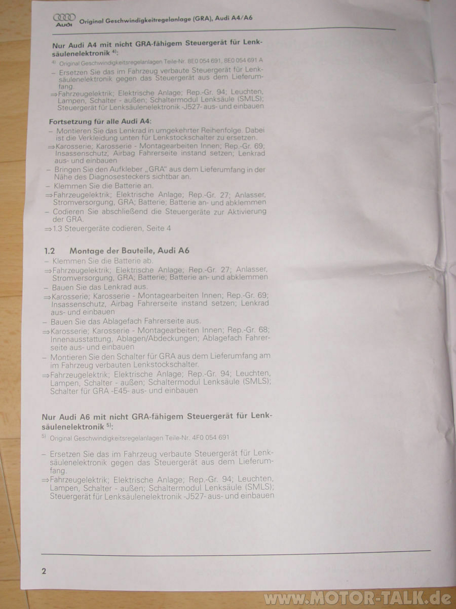 Anleitung Nachrüstung GRA und Bordcomputer