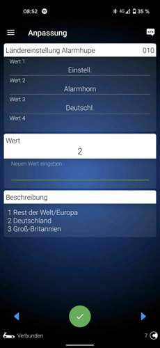 Einstellung Alarmhorn