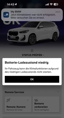 Fehlermeldung in der App