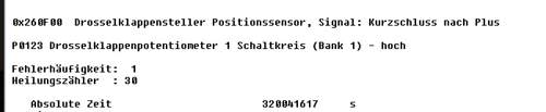 Drosselklappen fehler