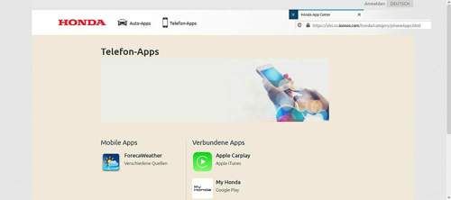Honda APP-Center älter mit Apps