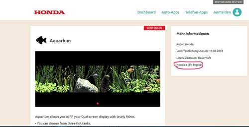 Honda AquariumApp im Appcenter