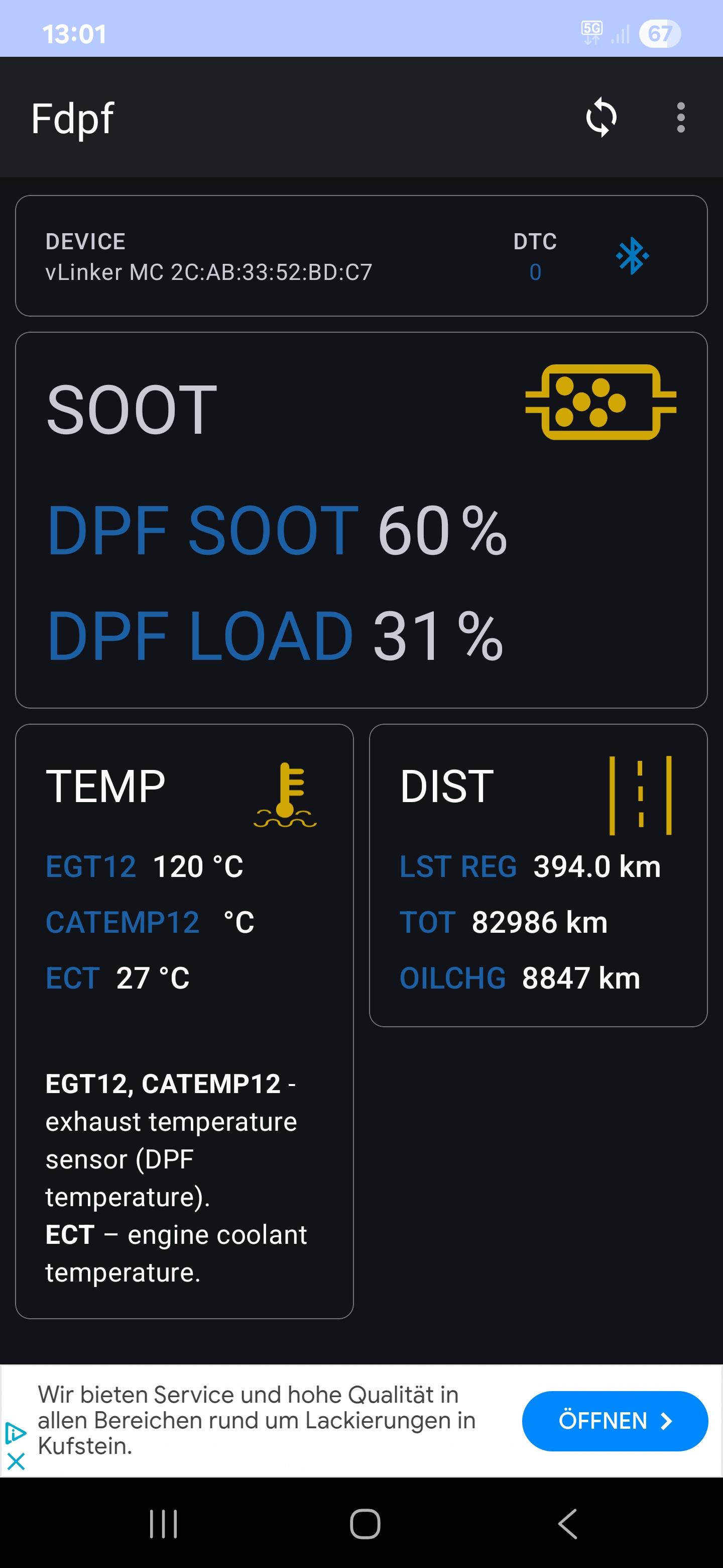 App für die Anzeige der Restkilometer bis zum Ölwechsel gesucht