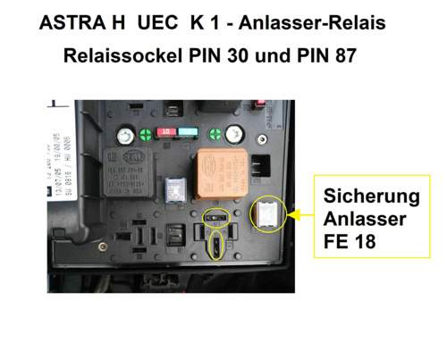 Steckplatz K 1 -Anlasserrelais