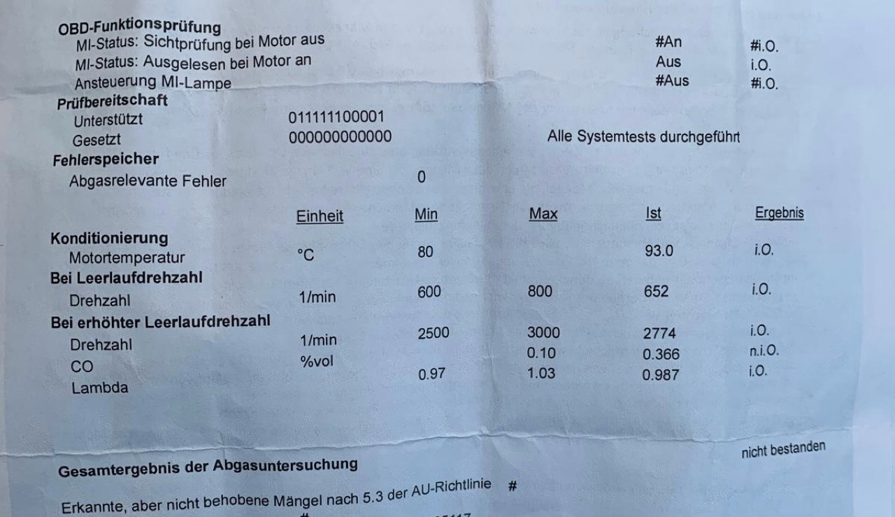 AU nicht bestanden. CO-Wert zu hoch. Was tun?