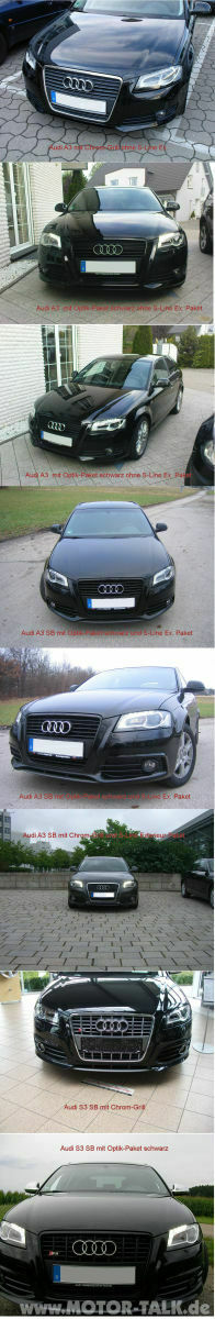 Audi A3 Facelift Weiß mit Optikpaket Schwarz Front-Vergleich S line Exterieur und Werks Front