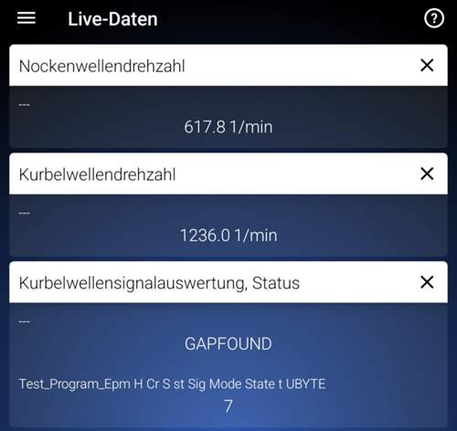 OBDeleven Livedaten zu NWS und KWS