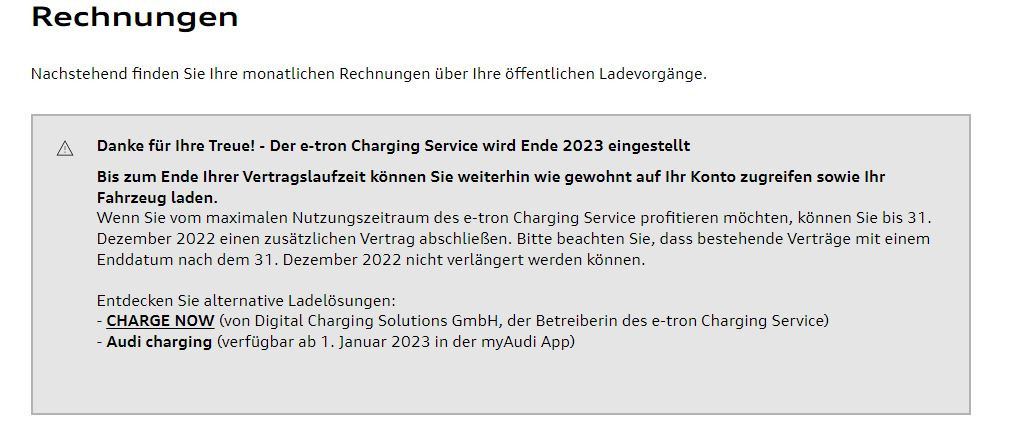 Audi charging - Start 01.01.2023 (Ablöse e-tron Charging Service)