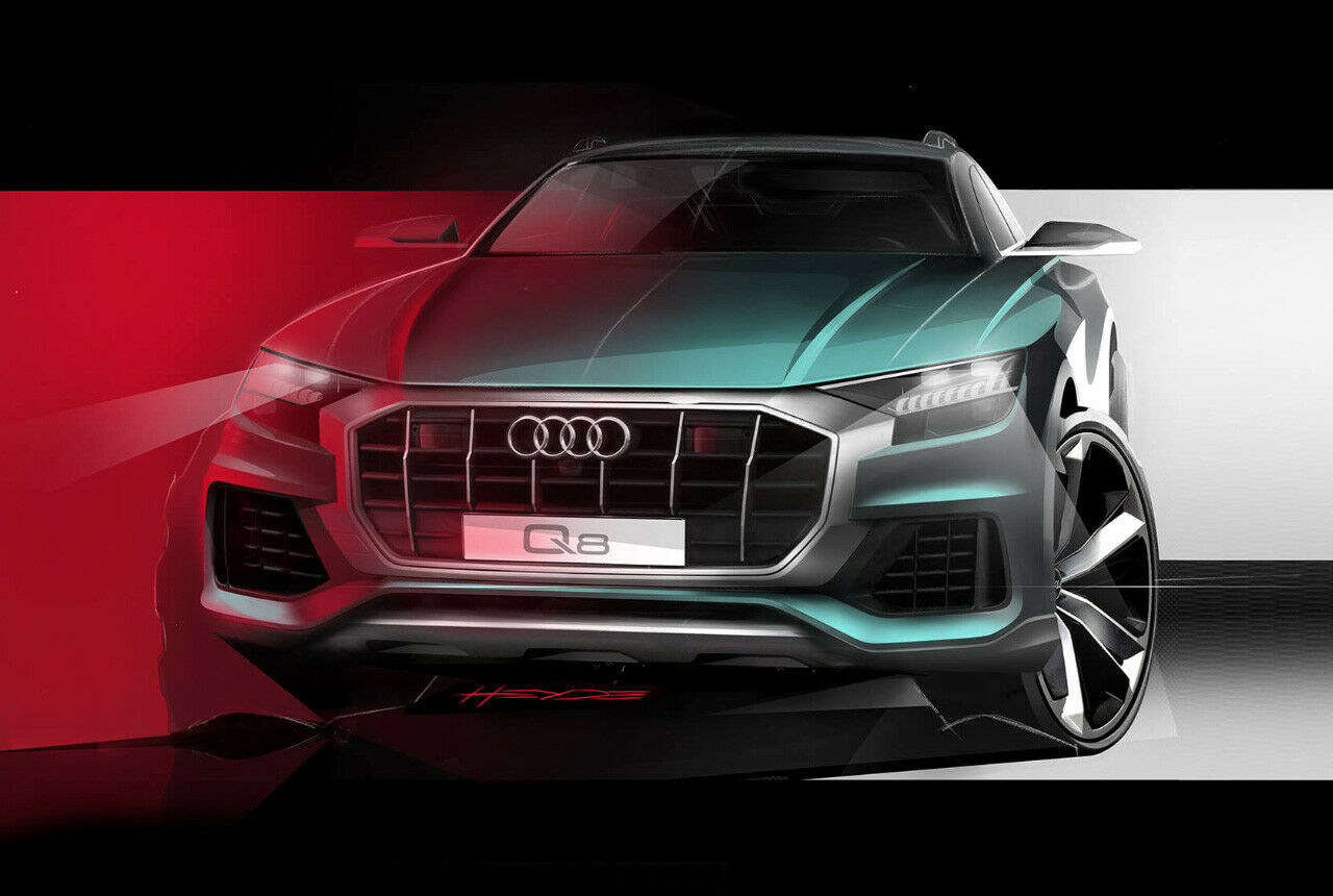 Der Audi Q8 als Skizze: Das Coupé-SUV bekommt eine eigenständige Front