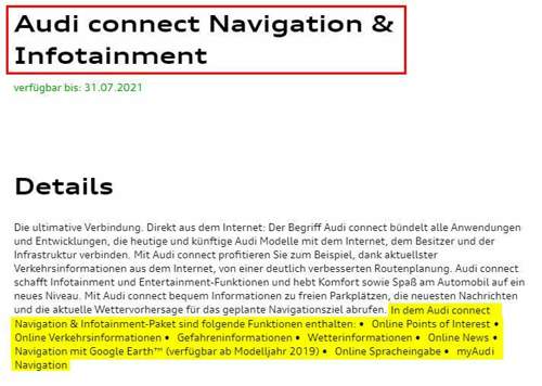 Audi connect Navigation & Infotainment