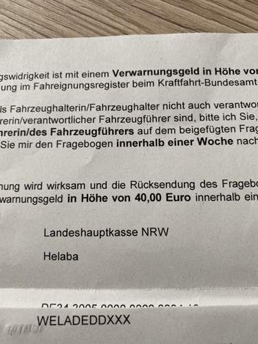 Verwarnung Nichtbeachtung VZ 264