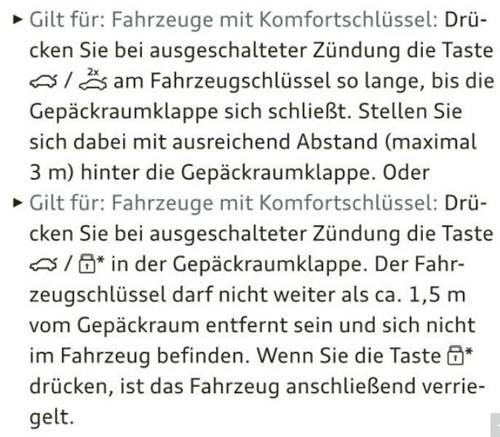 Kofferraumklappe betätigen