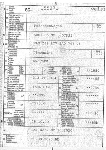 S5 Fahrzeugausweis