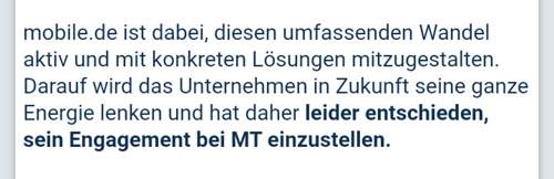 Mobile wird MT einstellen