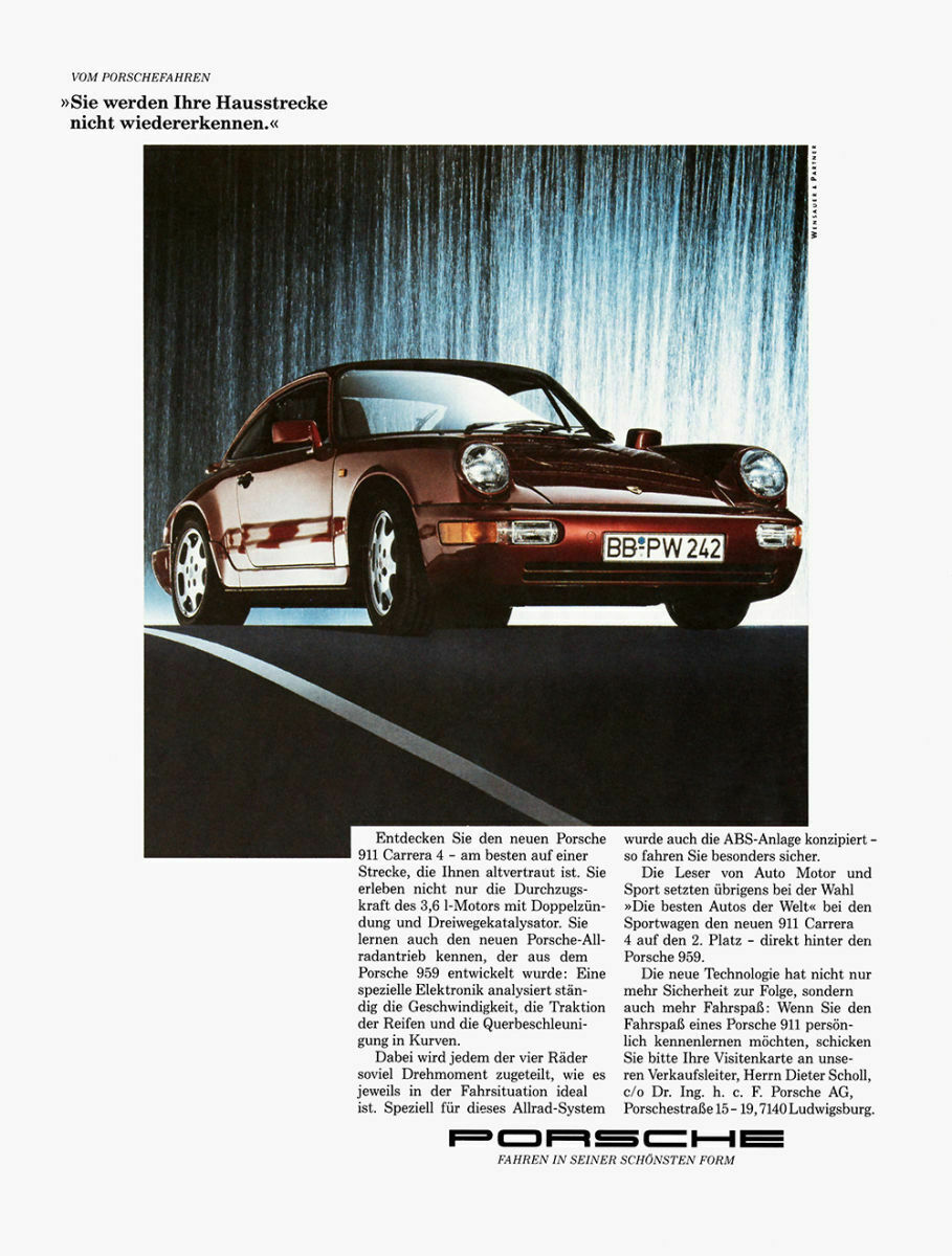 Ein früher 964 - später änderte Porsche die Seitenspiegel.