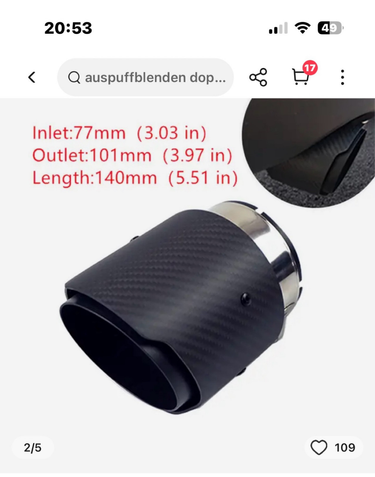 Auspuff-Endstücke / Blenden / Auspuff größerer Durchmesser