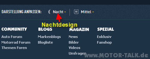 Nachtdesign aktiveren