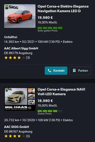 Opel Corsa-e mit Rückfahrkamera