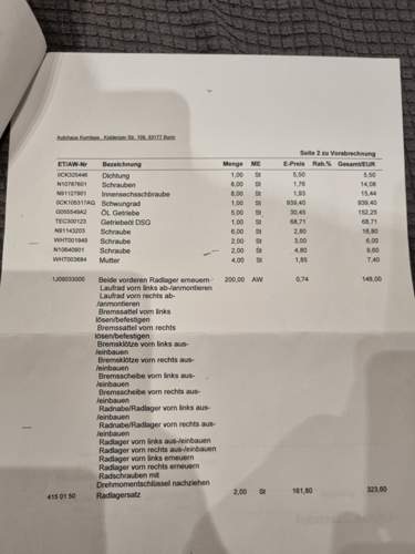 Getriebe Rechnung