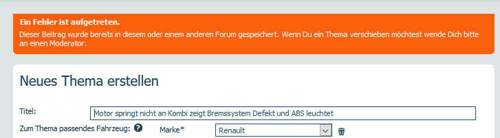 Fehlermeldung
