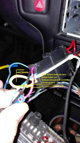 Gelbes Kabel trenen
