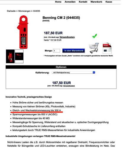 Stromzange nur 300 Amp.