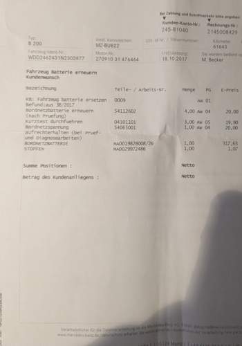 Rechnung Batterie