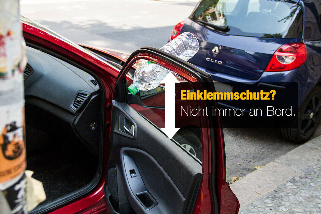 Unser Testwagen, ein Hyundai i20, hat auf der Beifahrerseite keinen Einklemmschutz